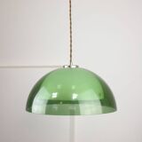 Italian space-age plexiglass green pendant lamp, 70s