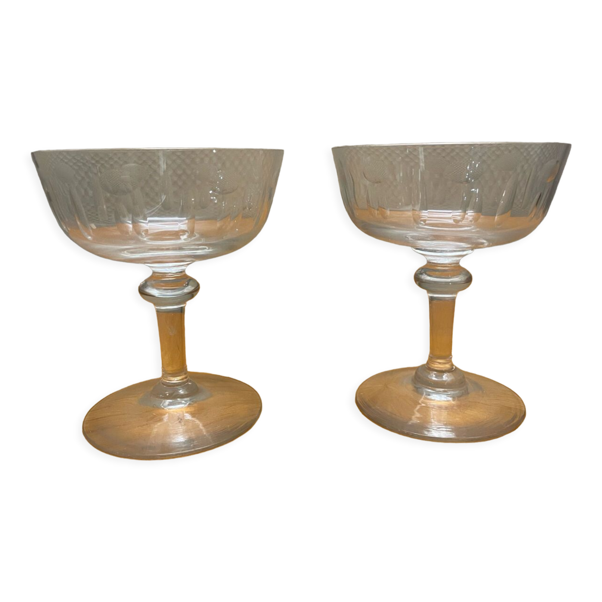 Pair of old champagne glasses