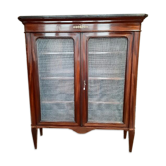Transition showcase in restored mahogany veneer
