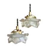 Pair of Art Deco glass rose petals