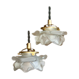 Pair of Art Deco glass rose petals