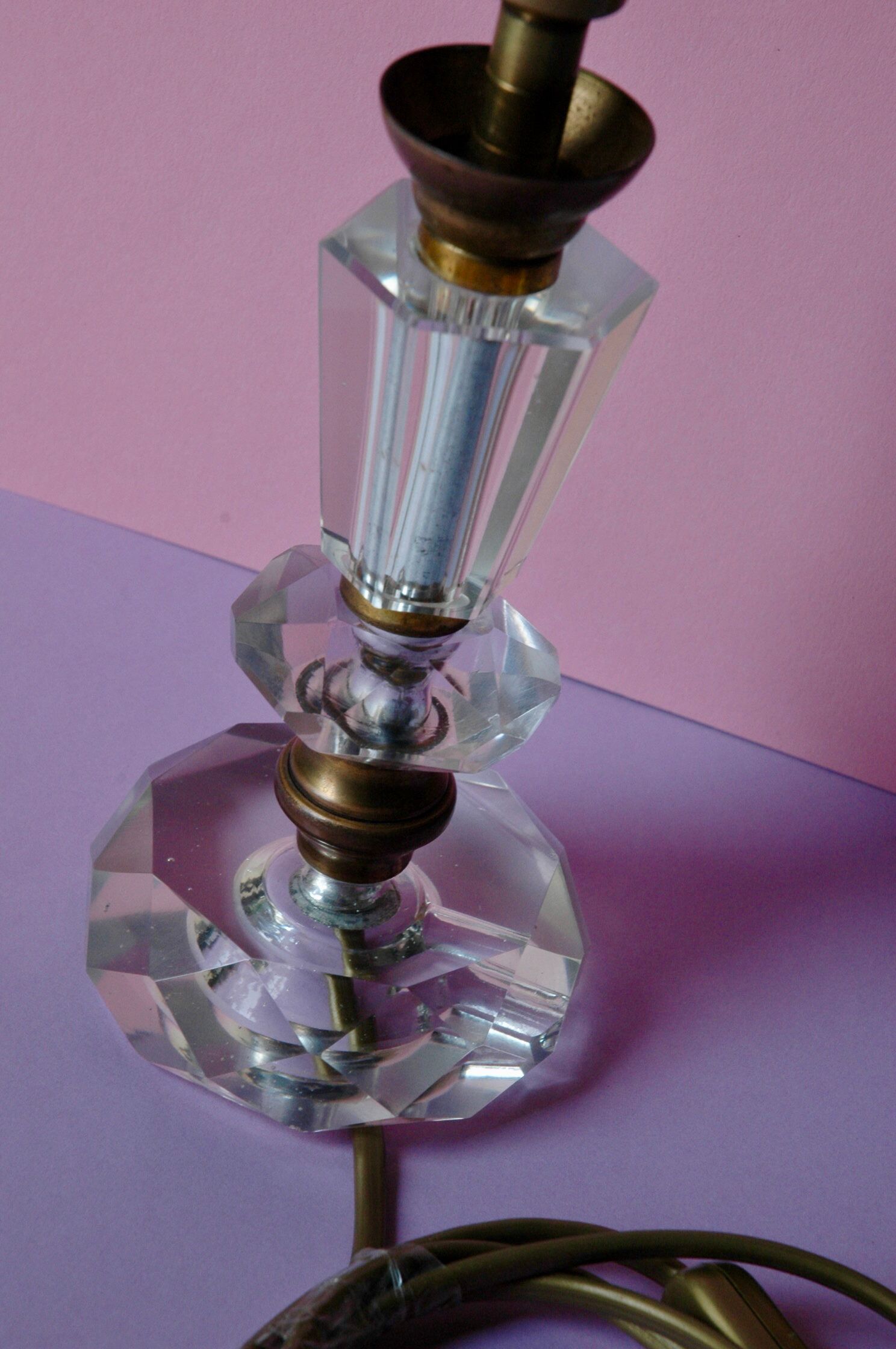 Glass and brass lamp foot