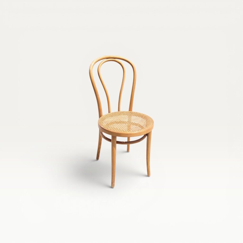 Curved wooden caned bistro chair ZPM