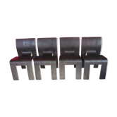 GIJS BAKKER black set of 4 chairs 1970 thermoformed tinted wood