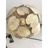 Contemporary gold-leaf and white leaves sphere suspension pendant
