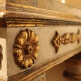 Italian Louis XVI White Lacquer and Giltwood Console with Scagliola Siena Marble Top