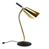 Lampe de bureau et de table rare en laiton et cuir Carl Aubock II #4280, Vienne, Autriche