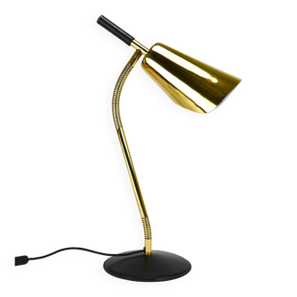 Rare desk and table lamp in brass and leather by Carl Aubock II #4280, Vienna, Austria.