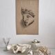 Antique academic drawing, study of a head after a marble, late 19th century