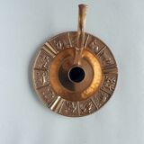 Cendrier et porte bougie en bronze avec les 12 signes astrologiques du zodiaque