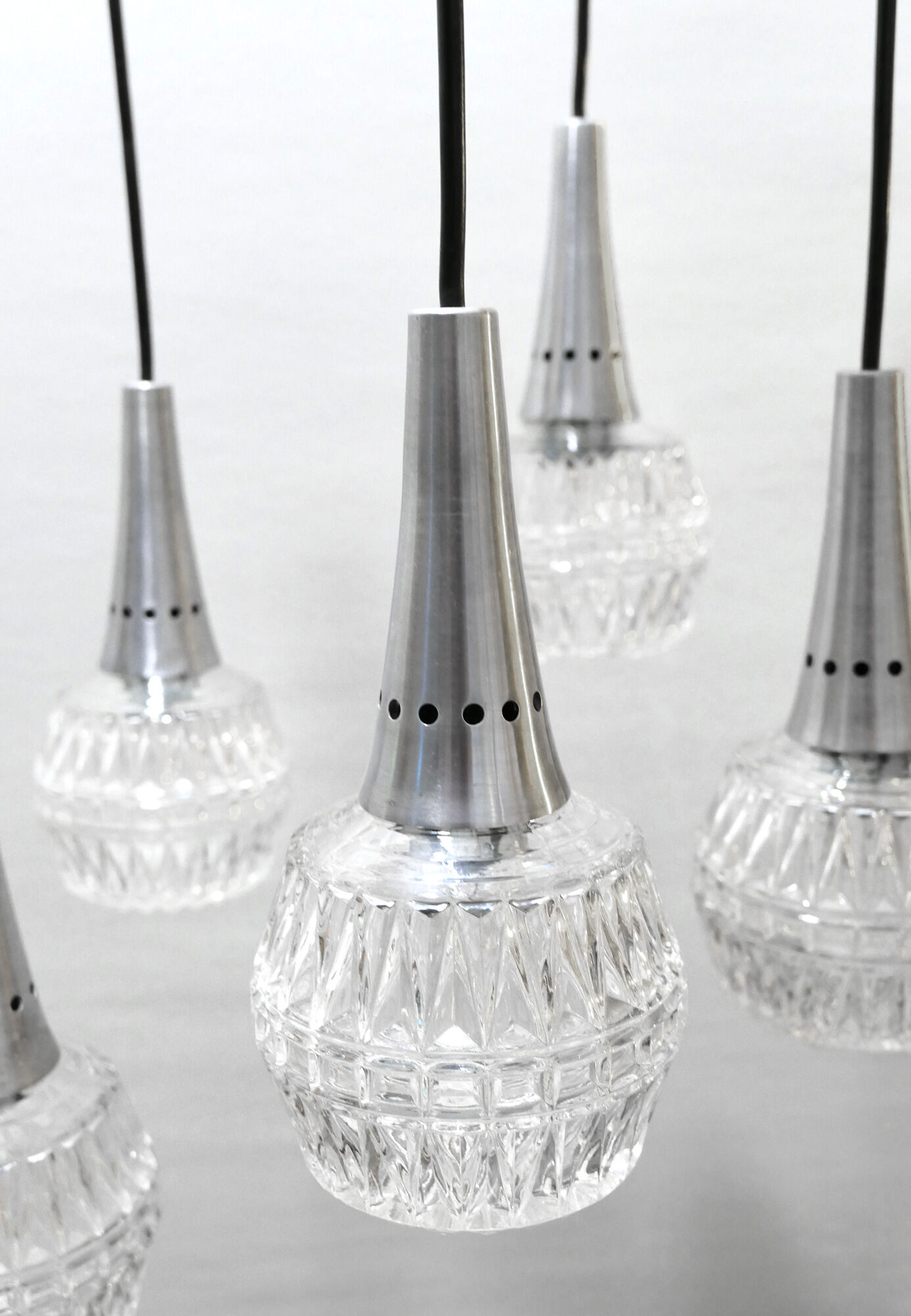 Chandelier suspension waterfall 5 globes Philips 1960-70