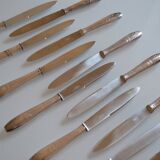 12 art deco table knives silver metal 25 cm monogram AR