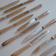 12 art deco table knives silver metal 25 cm monogram AR
