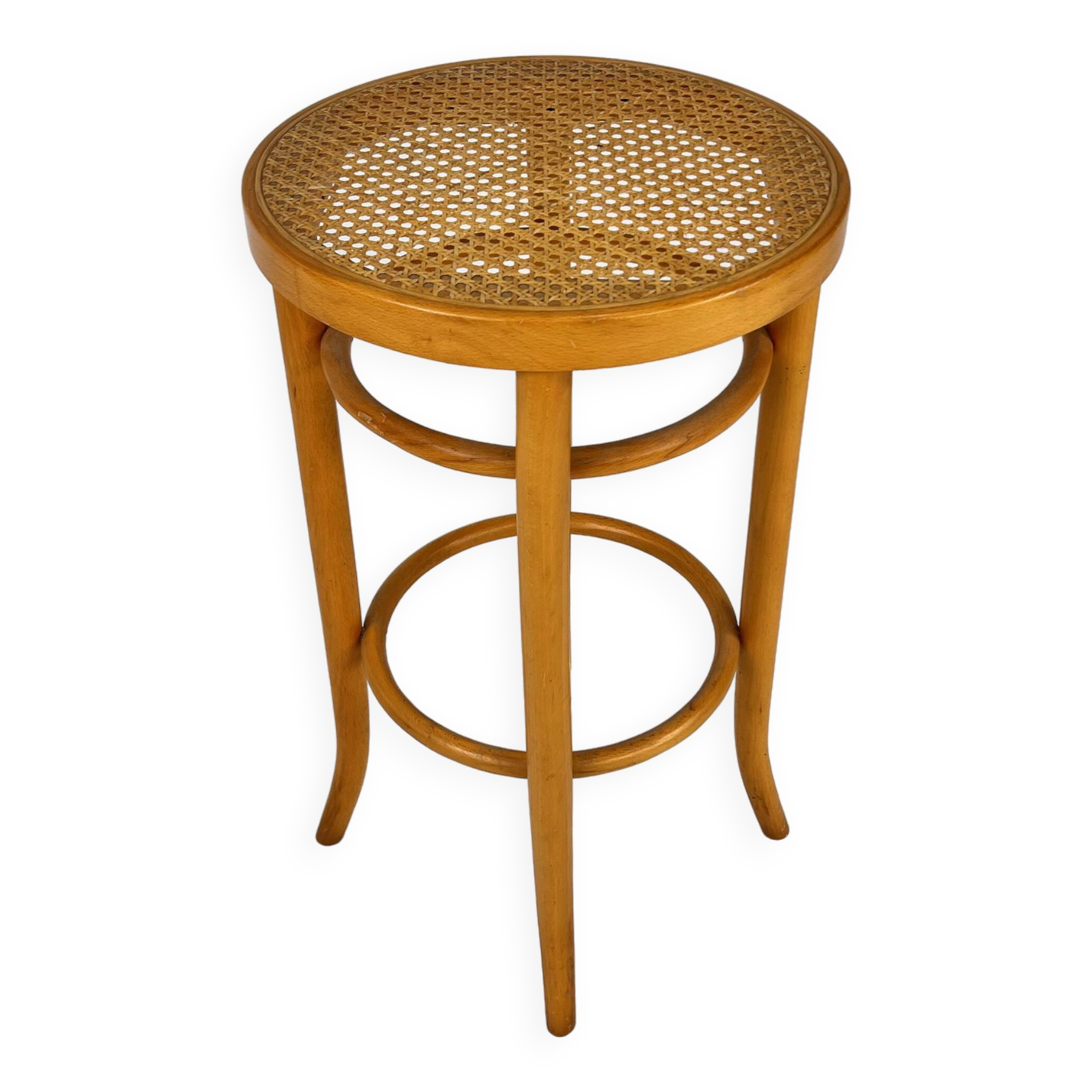 Tabouret de Bar Autriche en Cannage et Bois Courbé, 1940s