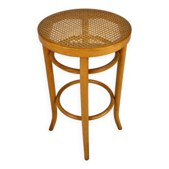 Tabouret de Bar Autriche en Cannage et Bois Courbé, 1940s