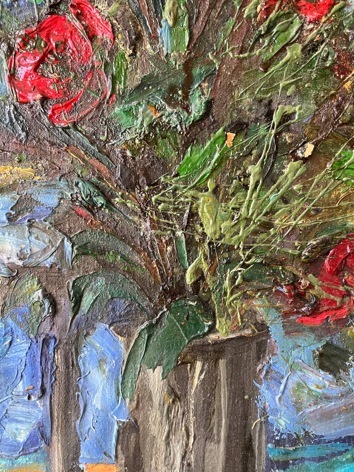 Flower bouquet, knife technique, signed