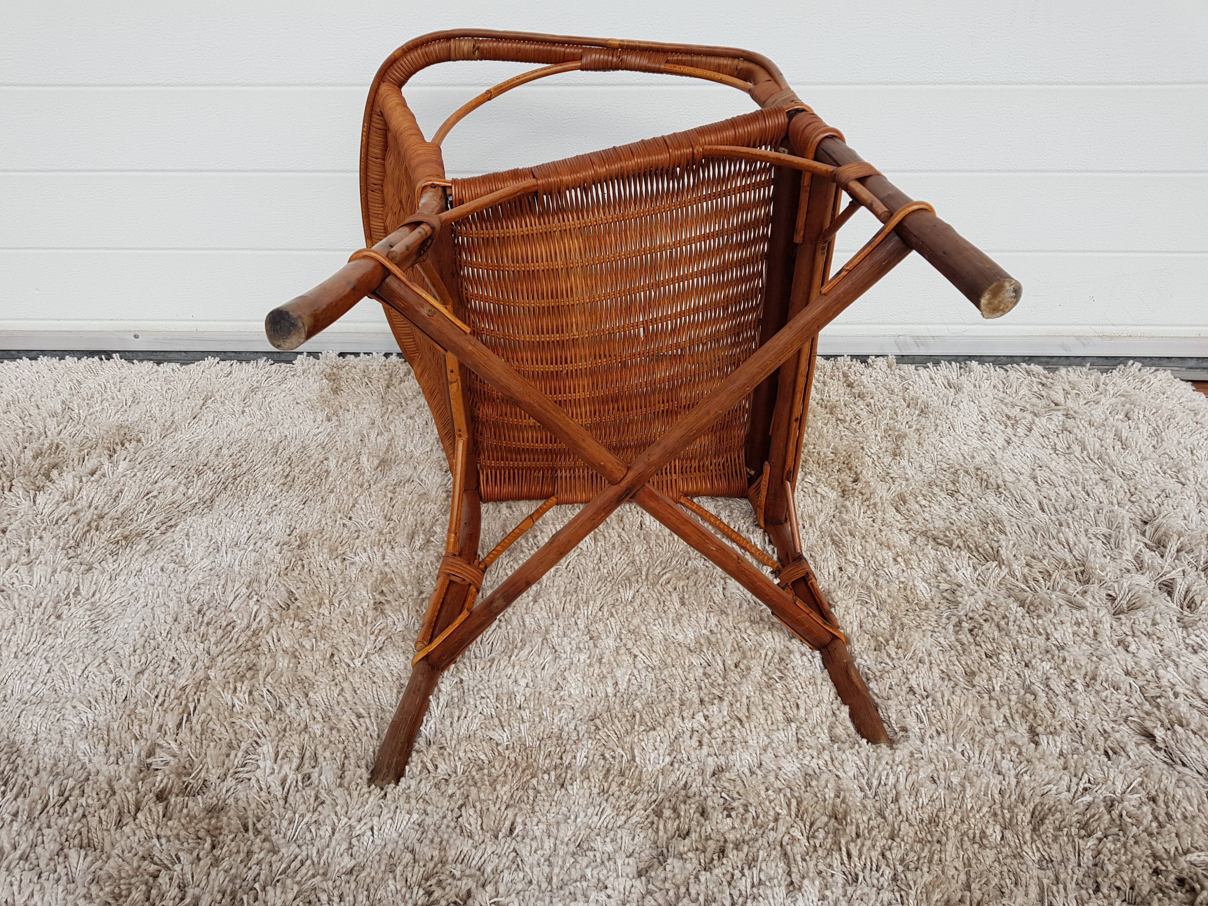 Vintage 50s osier and bamboo armchair
