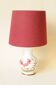 Lampe décor coq en céramique blanc et rouge bordeaux