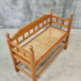 Vintage Oak Entryway Bench with Straps