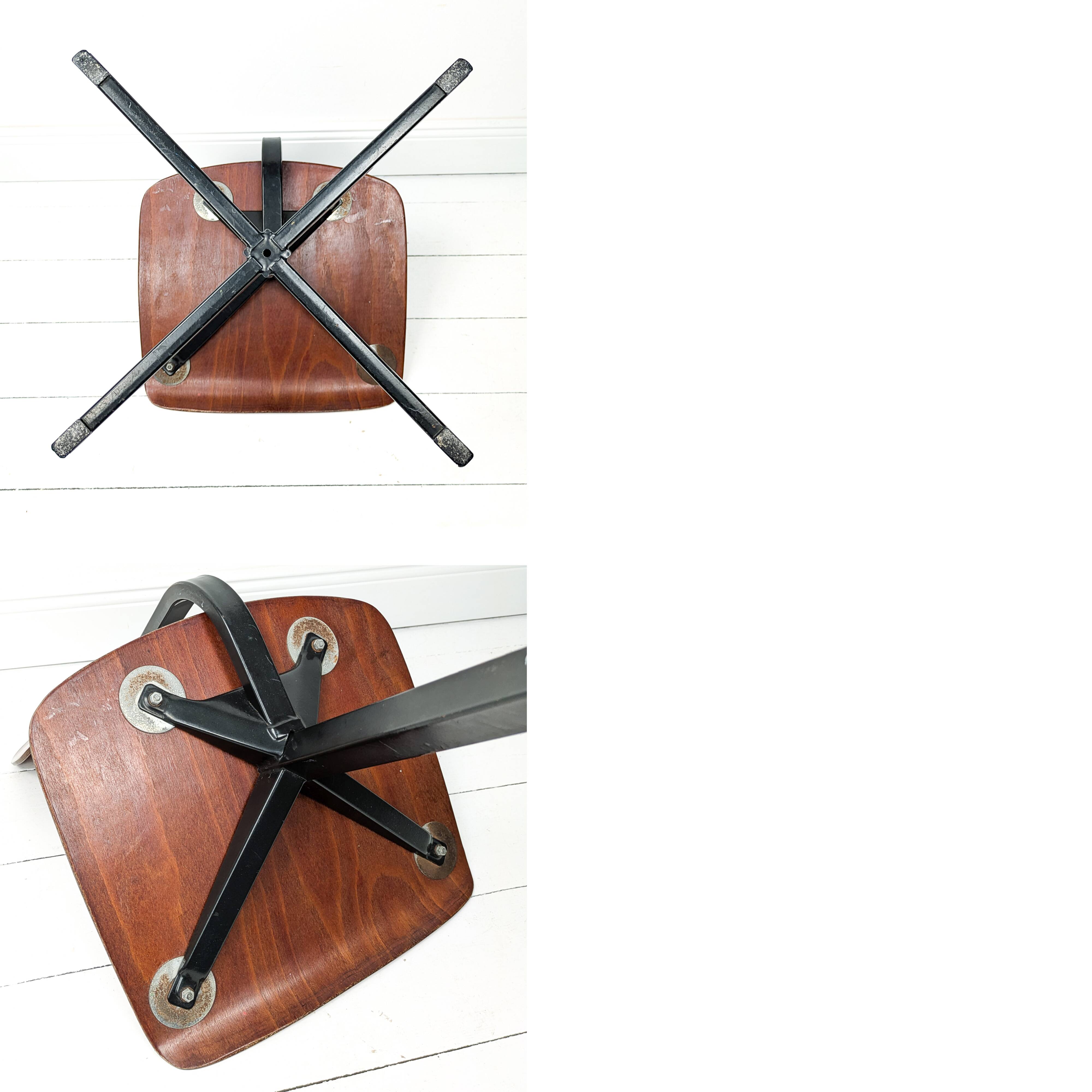 Mid Century Chaise d'école Chaise d'enfant Bois Métal Vintage Rétro Chambre d'enfant Pied Skandi Sca