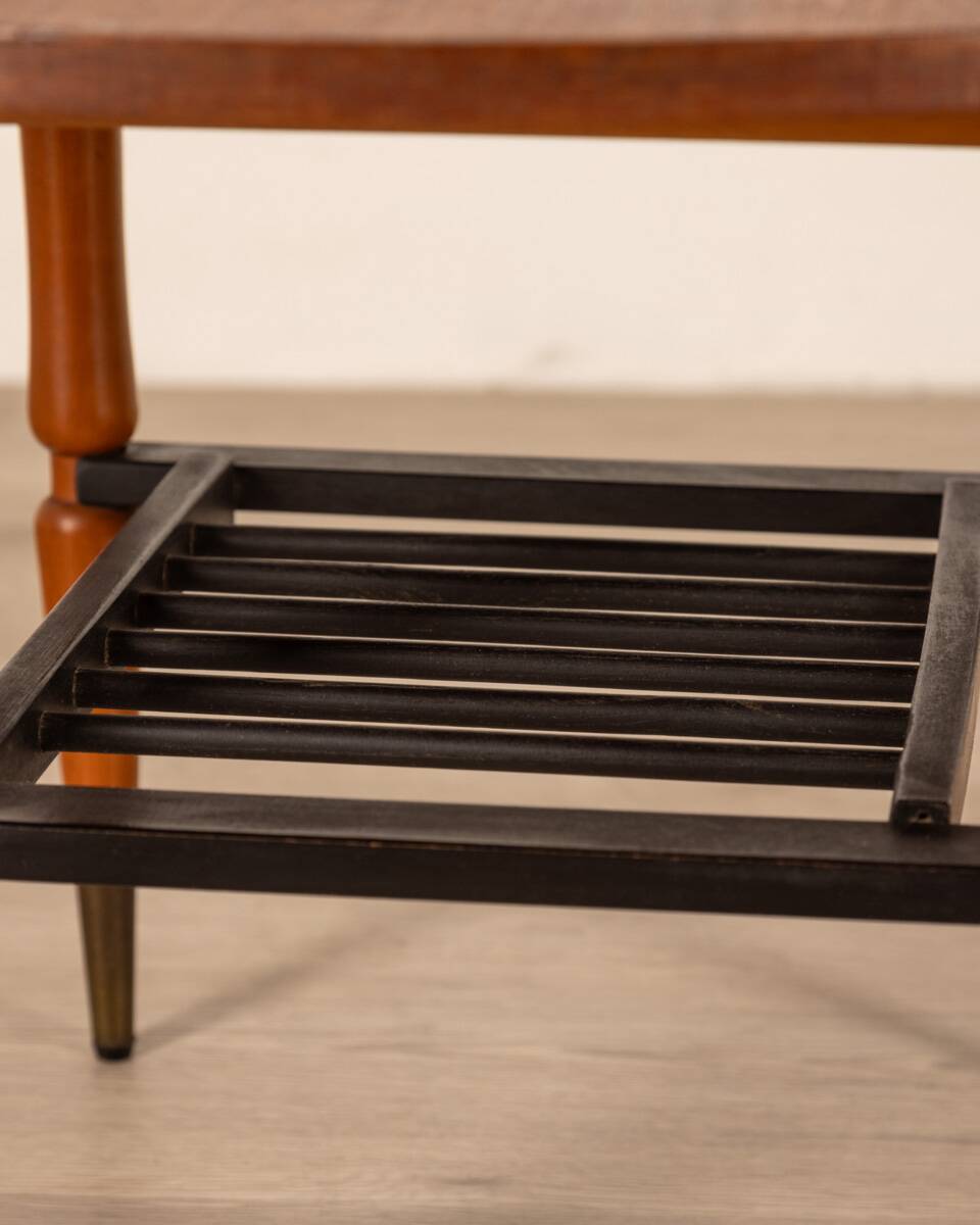 Vintage 60's table in wood and brass italian design