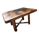 Brutalist coffee table from the 1960s in solid wood.