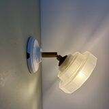 Vintage art deco frosted glass wall lamp with shade