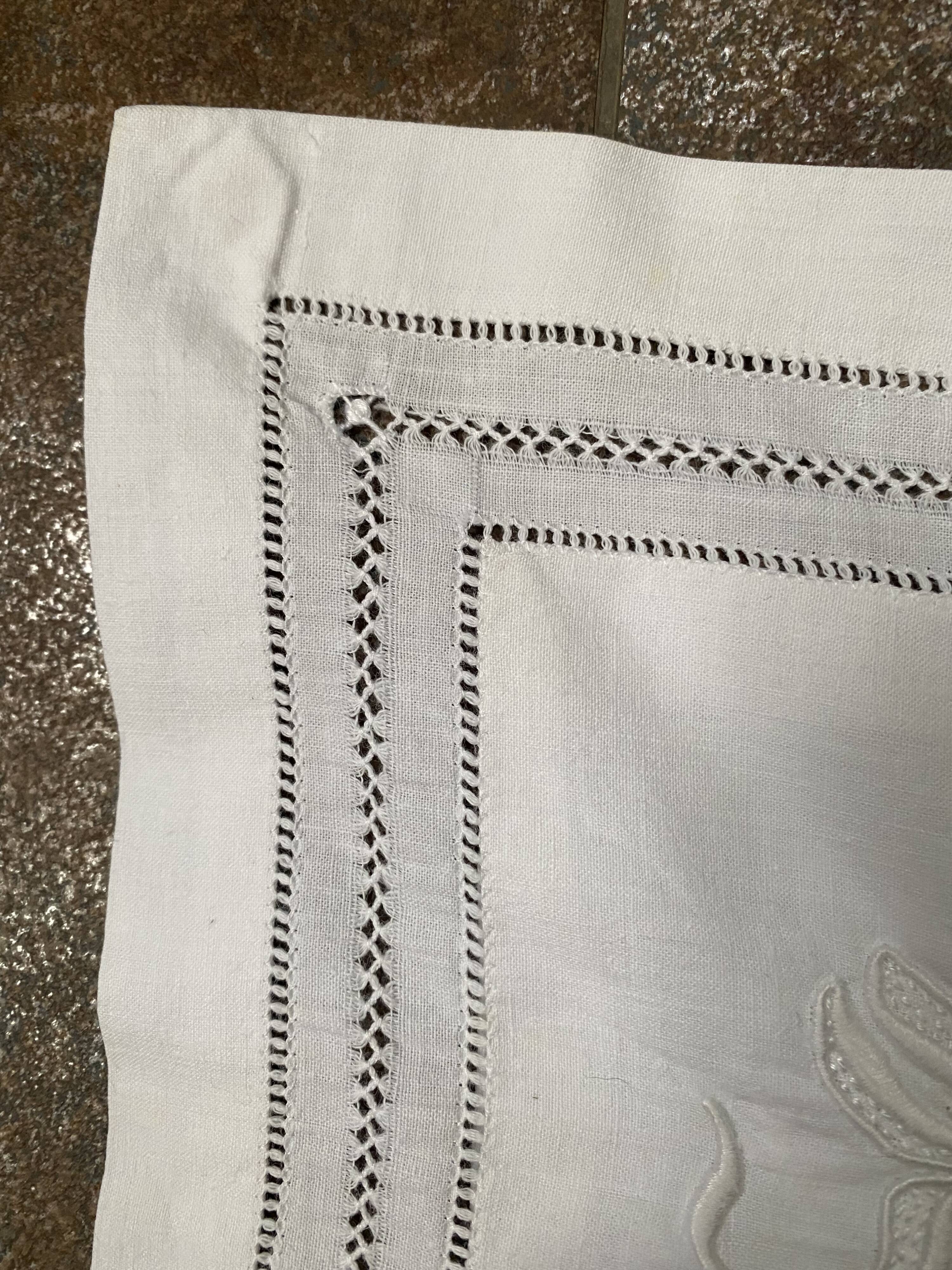 Pair of antique MM embroidered pillowcases