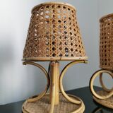 Pair of Italian rattan lamps