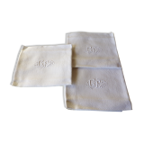 Lot de 3 serviettes monogrammes "GF"