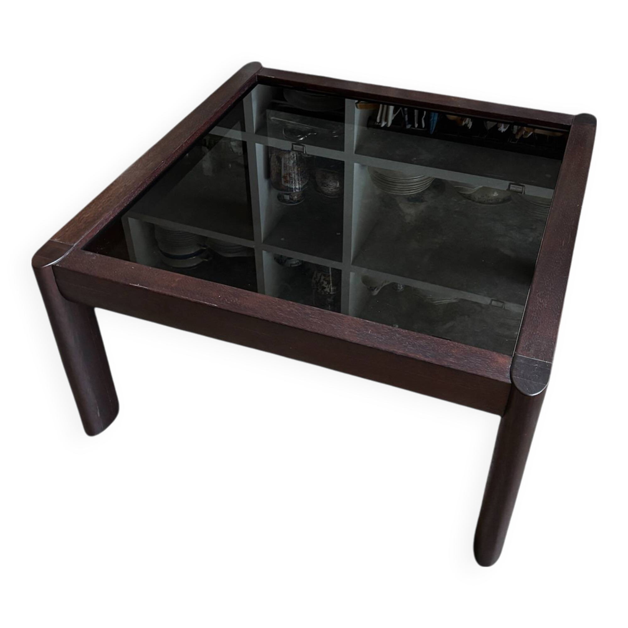 Teak and smoked glass coffee table produced by Ekornes, Denmark