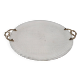 White metal perforated serving plate, attrb. to Matthieu Mategot, 1960's
