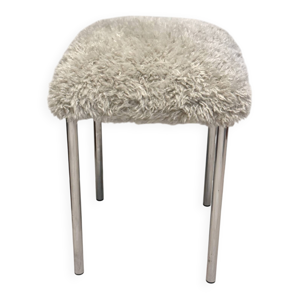 Tabouret en tube chromé vintage des années 70