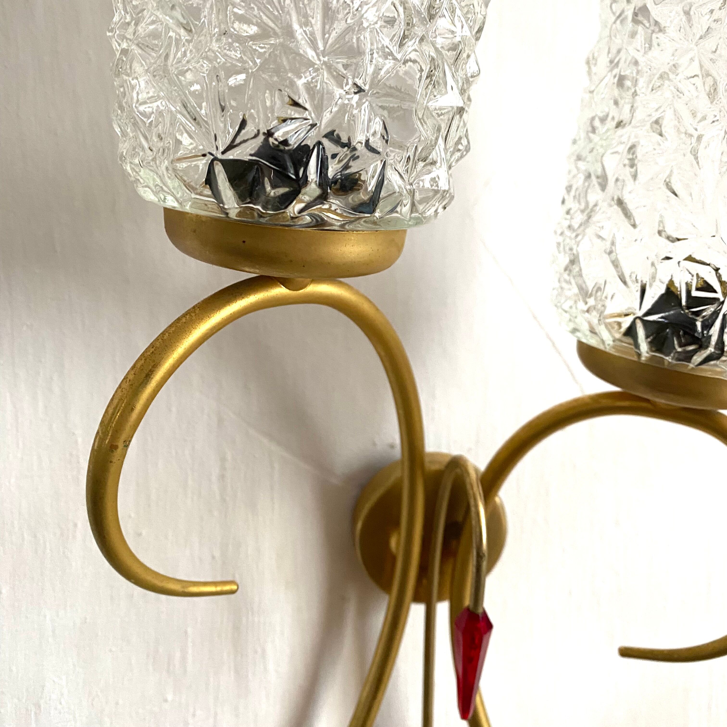 Pair of double design wall lamps 60s