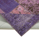 Handwoven anatolian contemporary 173 cm x 243 cm purple patchwork carpet