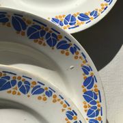 10 Assiettes plates Colette HBCM bleu et safran