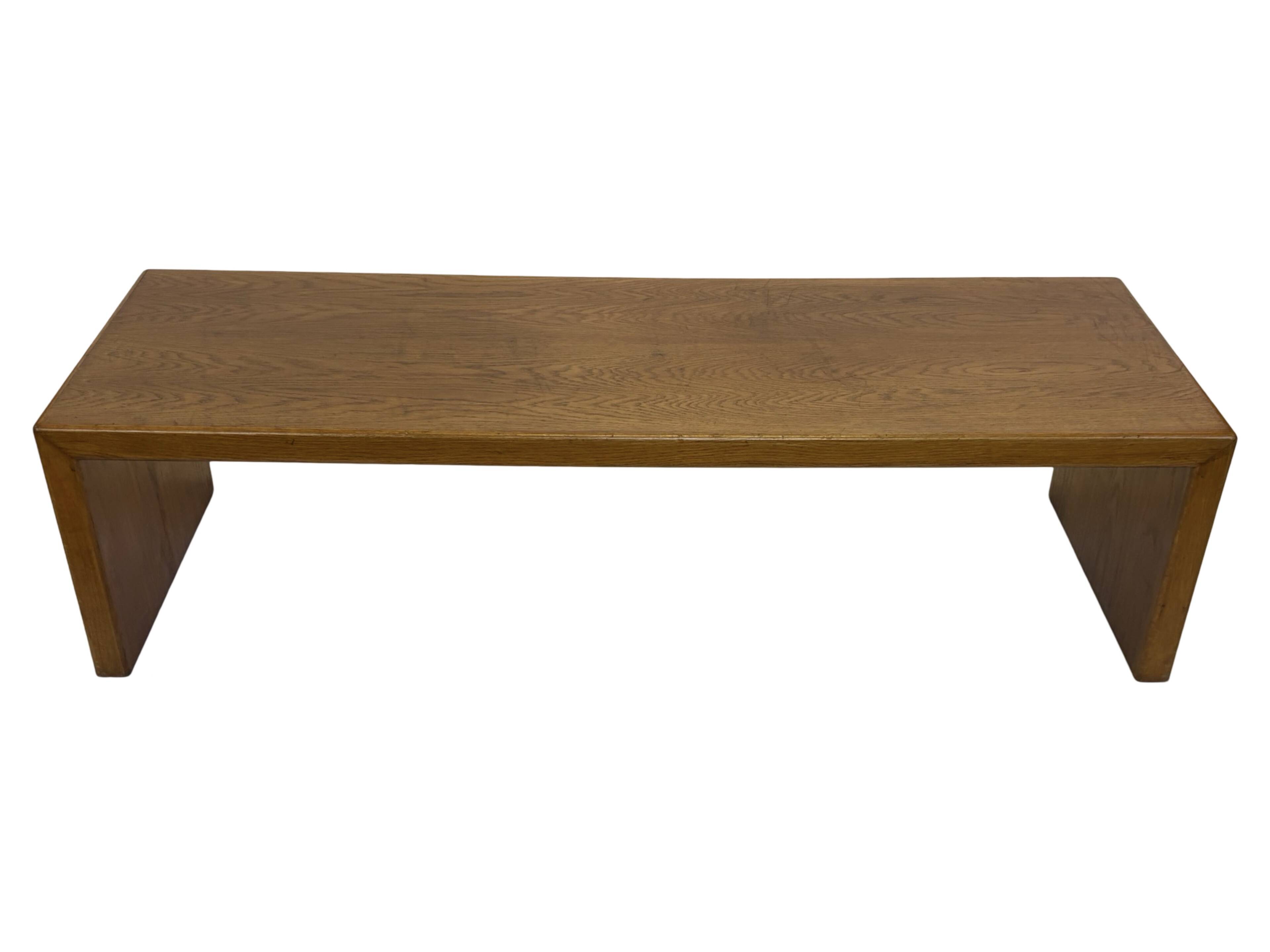 Minimalist vintage teak wood small solid bench