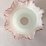 White opaline globe and pink skirted lower part