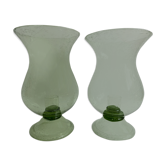Paire de photophores en verre bullé