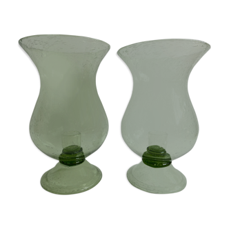 Pair of bubbled glass photophores