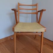 Bridge chair with armrests Scandinavian style yellow skaï