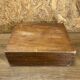 Old wood and brass box, decoration loft workshop, furniture of trades