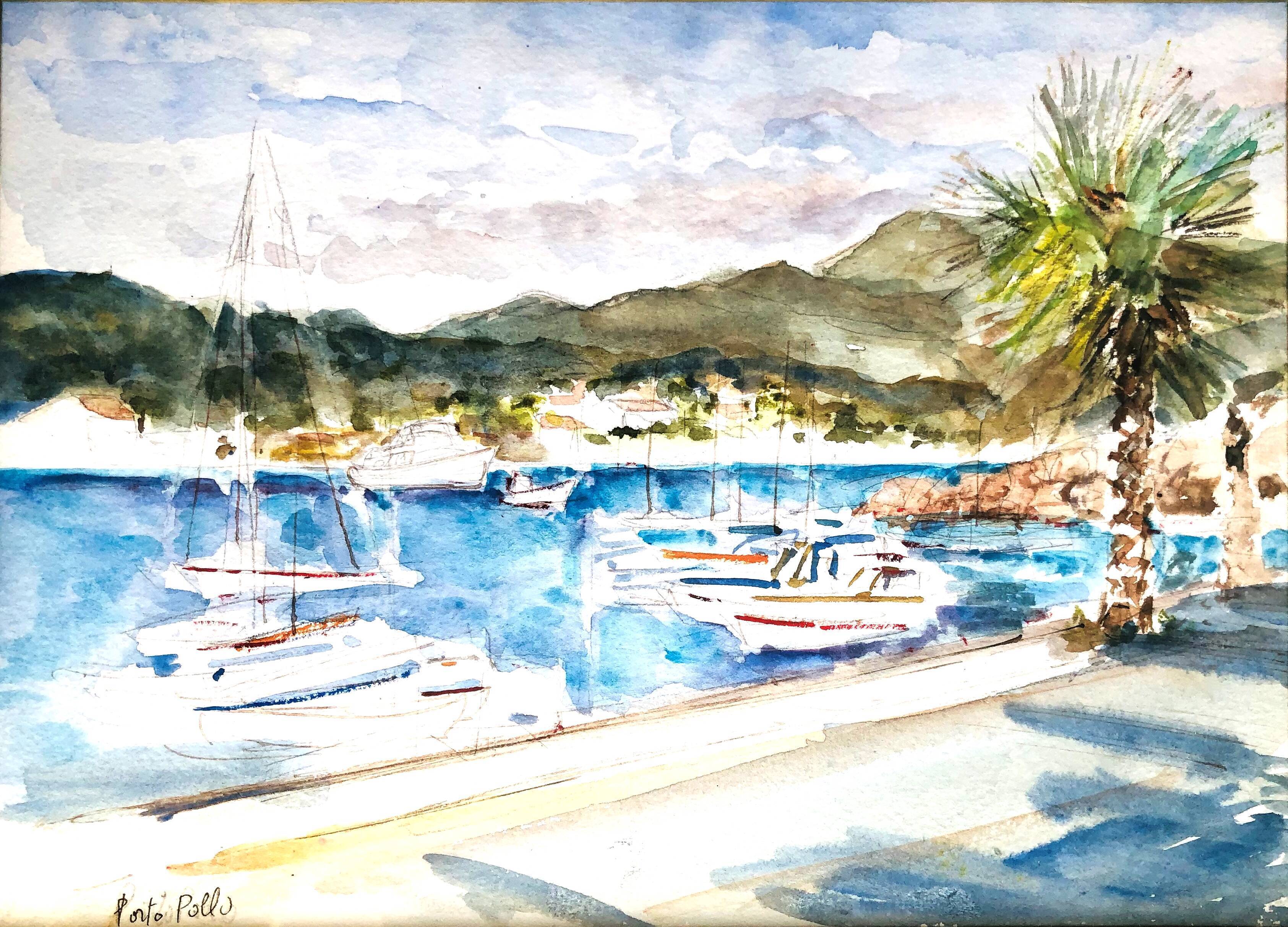 Watercolor port view