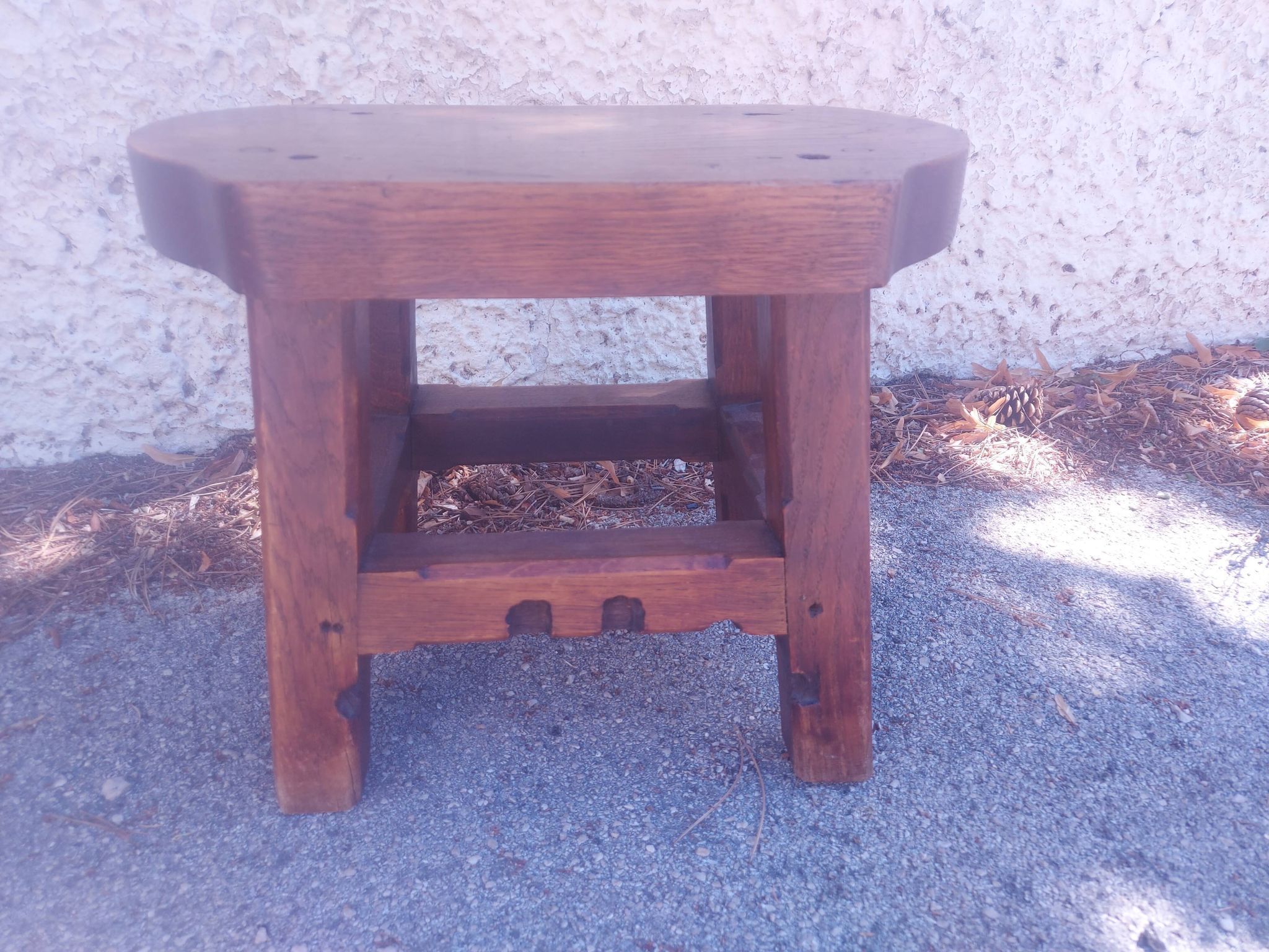 Brutalist wooden stool