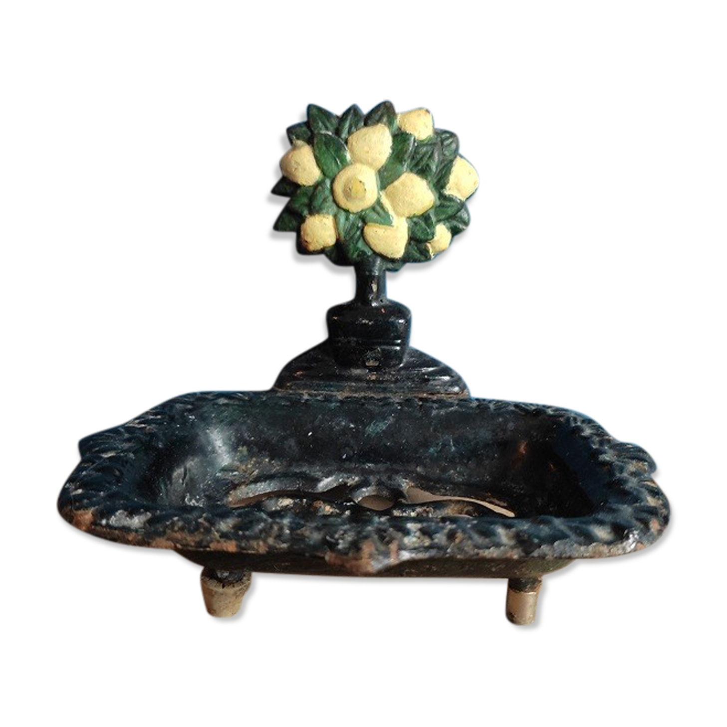 Door Soap on foot in black enamelled metal Old vintage décor dp 0222f042