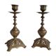 Duo worked brass candle holders