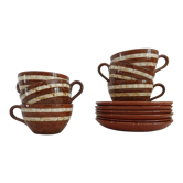 6 cups and under cups Digoin Sarreguemines Mary series