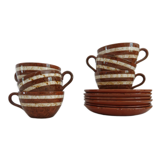 6 cups and under cups Digoin Sarreguemines Mary series