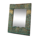 Petit miroir en bois sculpté à patine verte et dorée