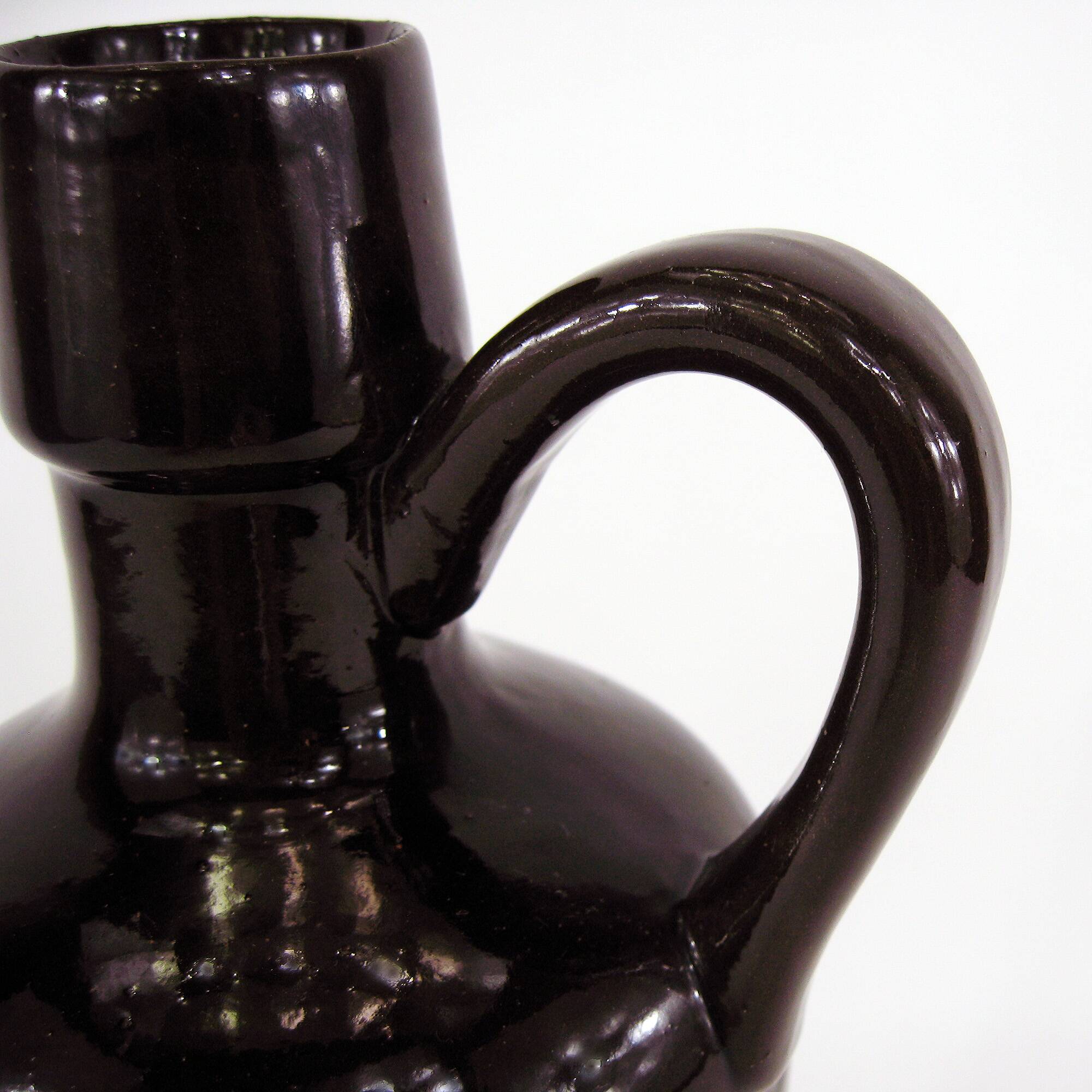 Ceramic pitcher vase - bird and flower decor - vintage 70s